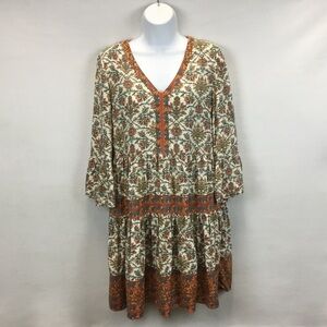 Fat Face Lila Boheme Trapeze Boho Dress Orange Western Festival Size 6